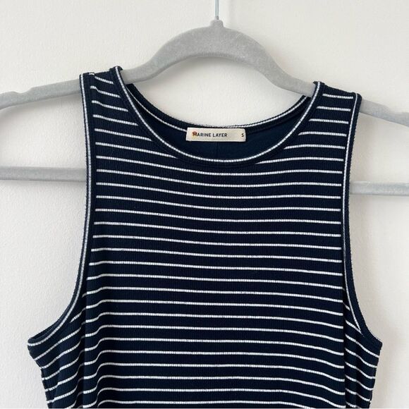 Marine Layer Lexi Rib Daytime MIDI Tank Dress in Navy Stripes small - Picture 4 of 9